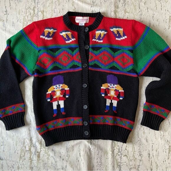 Croft & Barrow classic vintage Nutcracker Christmas ugly sweater cardigan - Picture 5 of 14